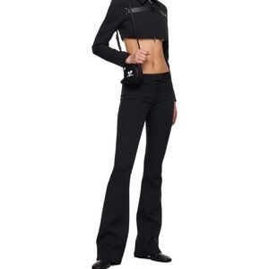 Courreges Black Low Rise Trousers Pants Zipped Flare Small 4 New With Tags 36